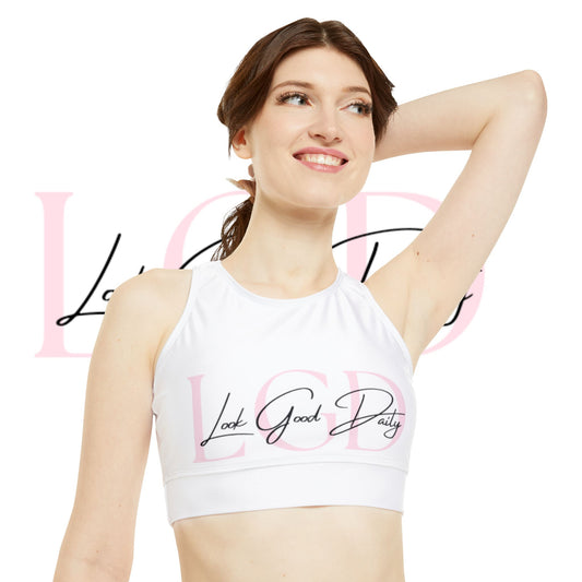 High Neck Crop Bikini Top (AOP)